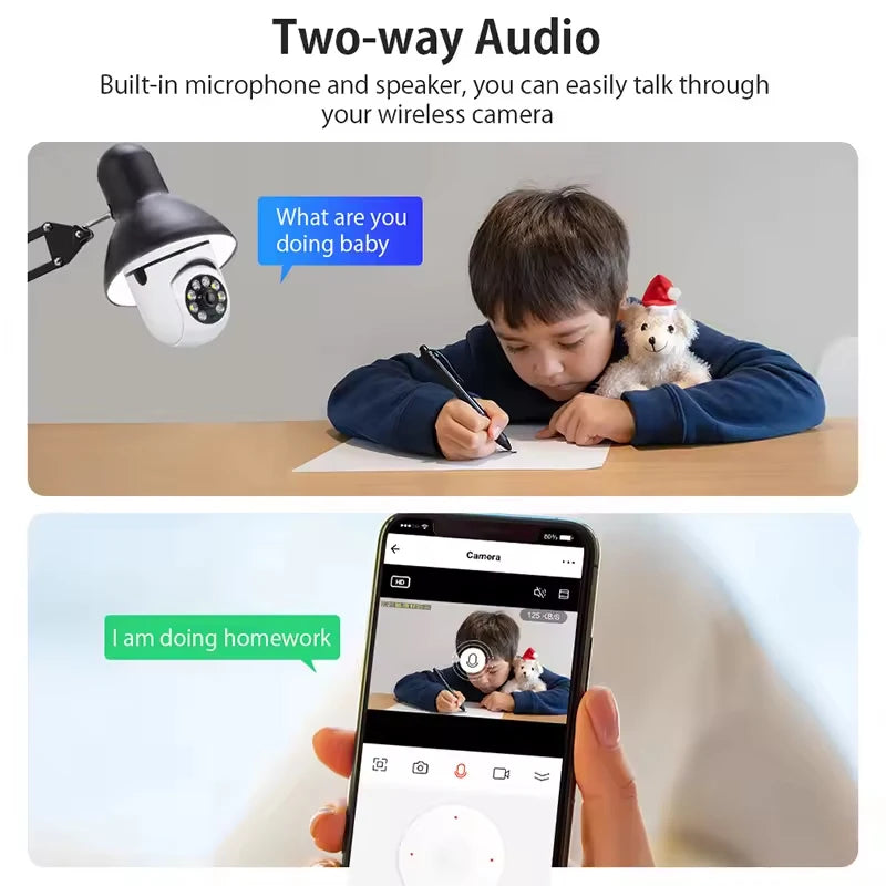 4G Wifi IP Camera E27 Bulb Cam 3MP Wireless Baby Monitor AI Tracking Security Video Surveillance Pet Cam Smartlife Indoor